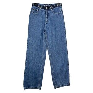 BUM B.U.M. Equipment Jeans Women 7 / 8 Vintage Wide Leg Y2K 90s Spell Out Skater